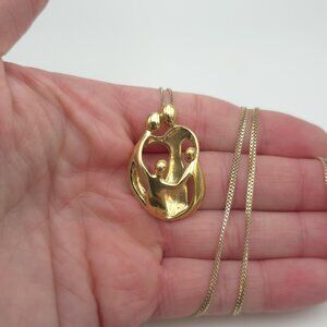 32 Inch Gold Plated Over Sterling Family Pendant Necklace A1403